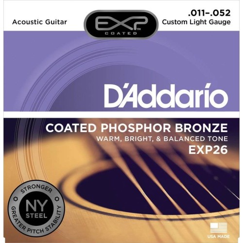 Daddario EXP 26 Phospor Bronze Gitarové struny pre Akustickú Gitaru 011-052